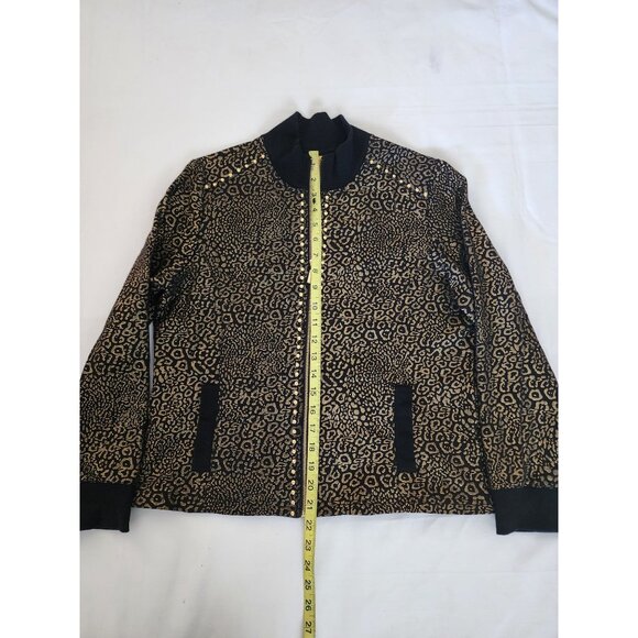 Rudy Rd. Women's Petite Metallic Studded Long Sleeve Jacket Black/Gold Size PL - Picture 12 of 12